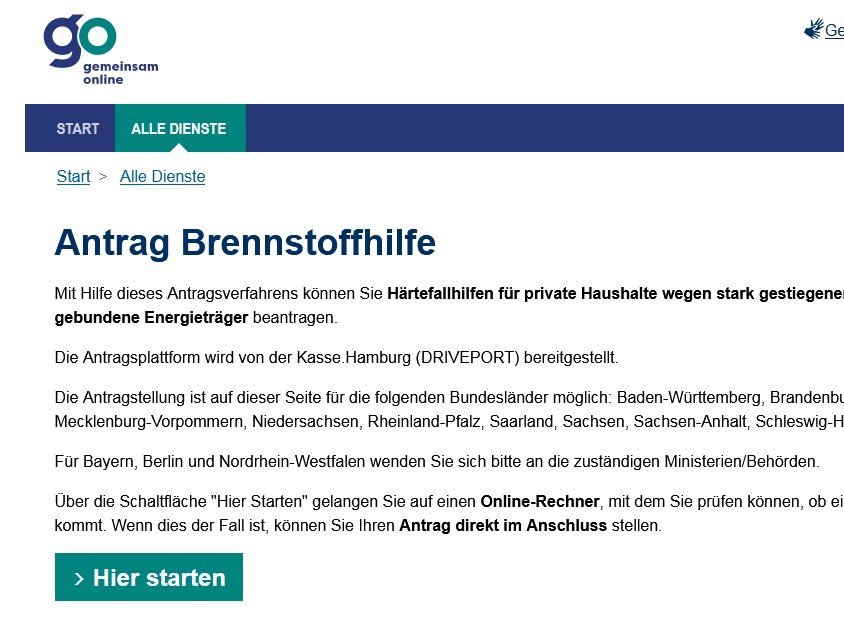 Diakonie unterstützt beim Ausfüllen des Online-Formulars. Foto. Screenshot